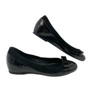 Guglielmo Rotta Black Patent Leather Bow Accent Flats | Women’s 37.5EU